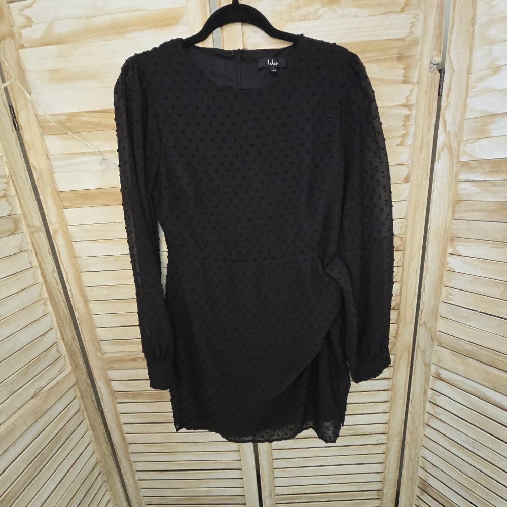 Lulus Swiss Dot Dress Tie Front Size Large